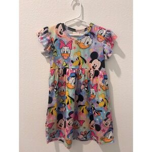 Disney Mickey Minnie Donald Daisy Pluto Goofy Galaxy Dress Girls XL 5-6T